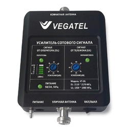 VEGATEL VT-3G (LED) - Репитер, 60 дБ/20 мВт, новый черный корпус со шкалой